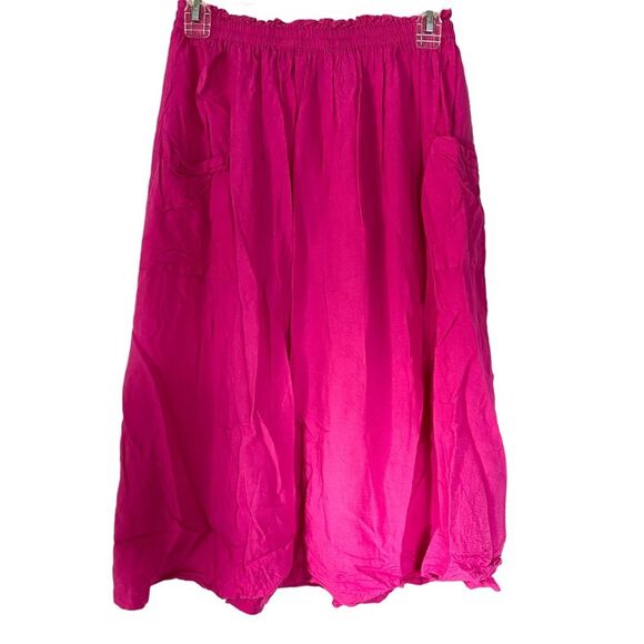Asos Design Magenta Pink Midi Elastic Waist Casual Skirt Size 4 - Picture 3 of 6
